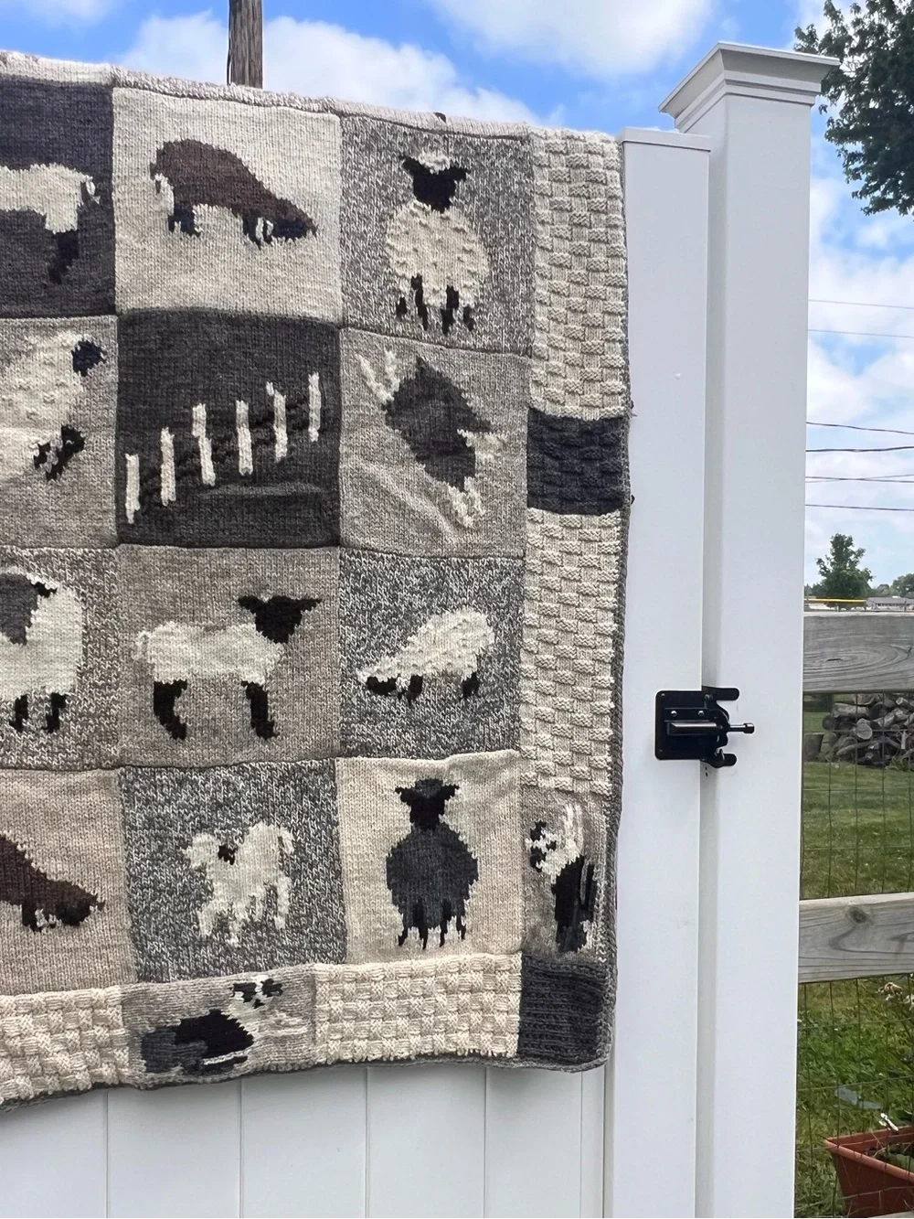 Handmade Sheep & Border Collie Wool Blanket/ Afghan Fleece Lined Peruvian Wool